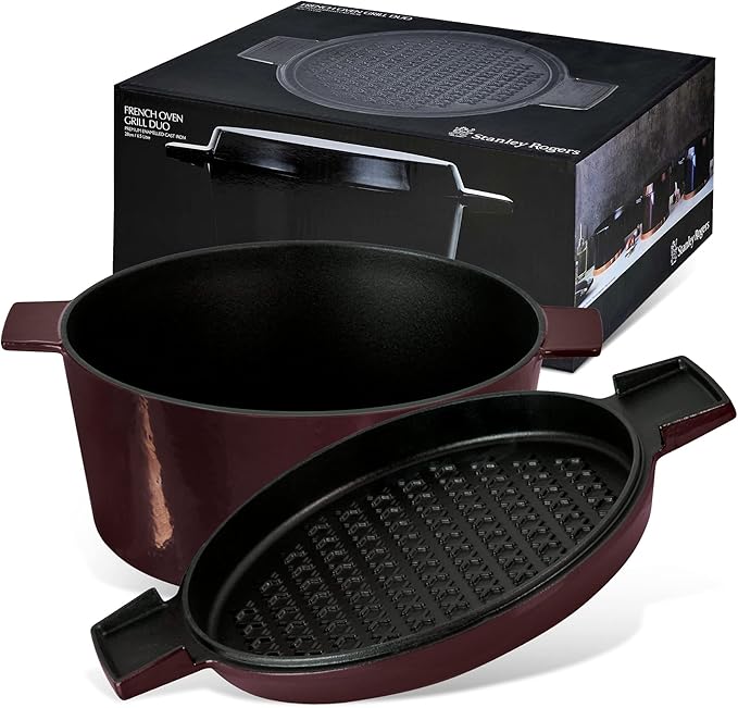 Stanley Rogers Cast Iron 28cm / 6.5L French Oven Grill Duo | Bordeaux