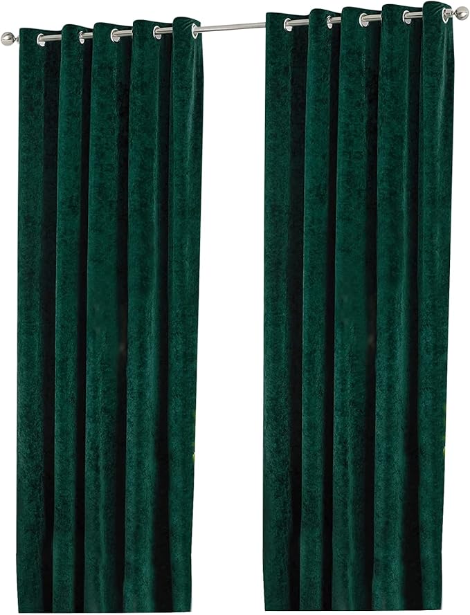 Paoletti Verona Crushed Velvet Eyelet Curtains (UK Size: 54in x 90in) (Emerald Green)