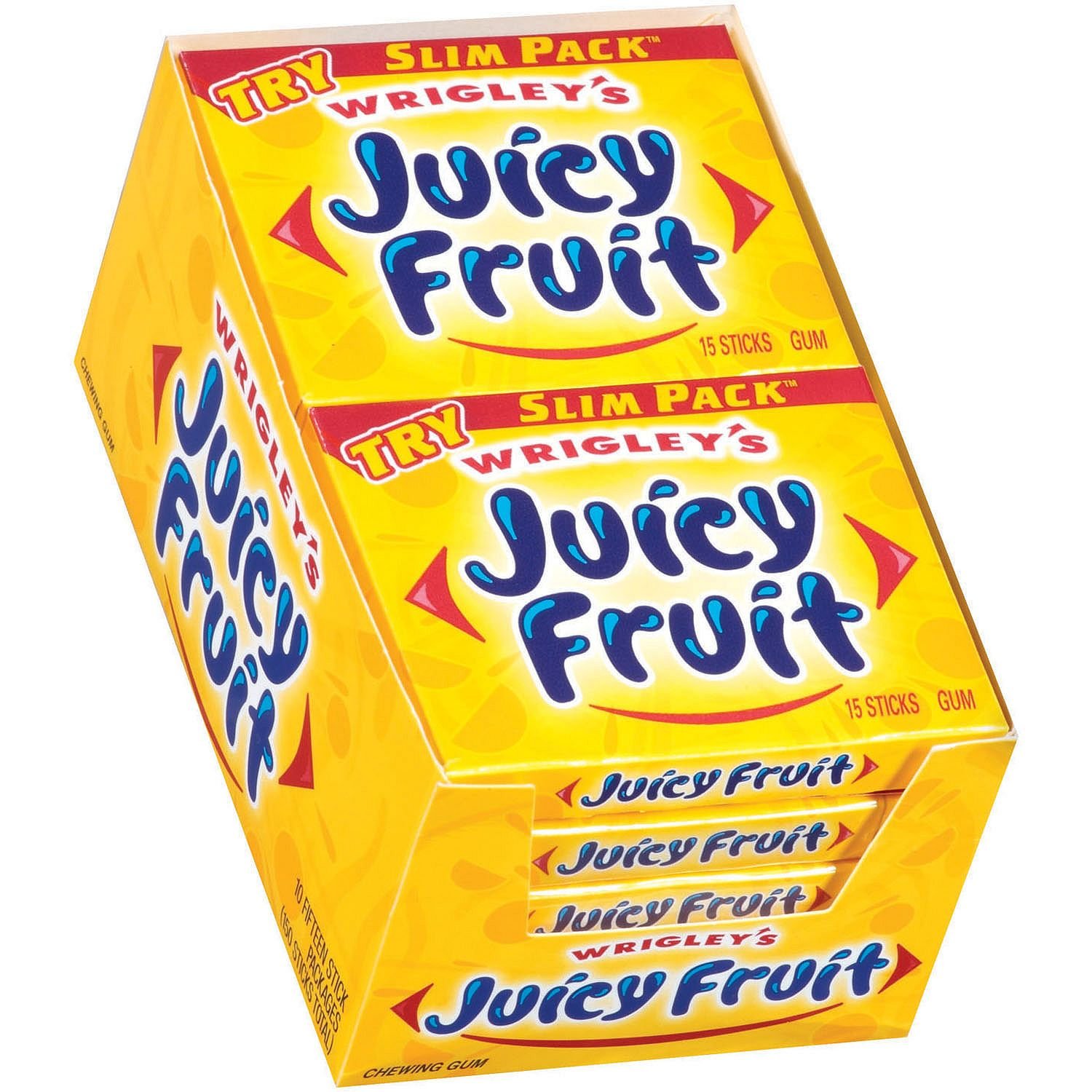 Wrigleys Juicy Fruit Chewing Gum 15 Pieces x 10 Pack - USA