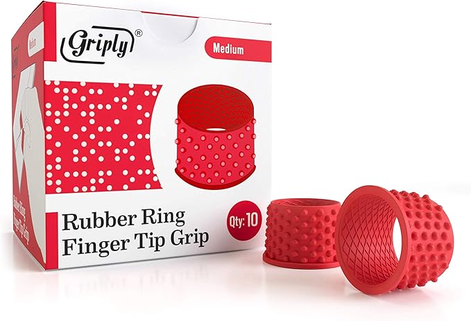 Griply Rubber Finger Tips | Hand Grips | Rubber Tip Finger Protector | Finger Pads (Medium)
