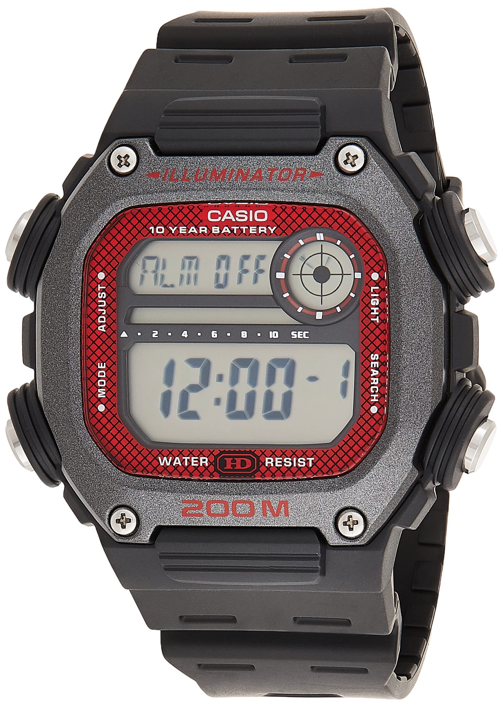 Casio Multi Alarm Digital Watch - Black/Red (DW291H-1B)