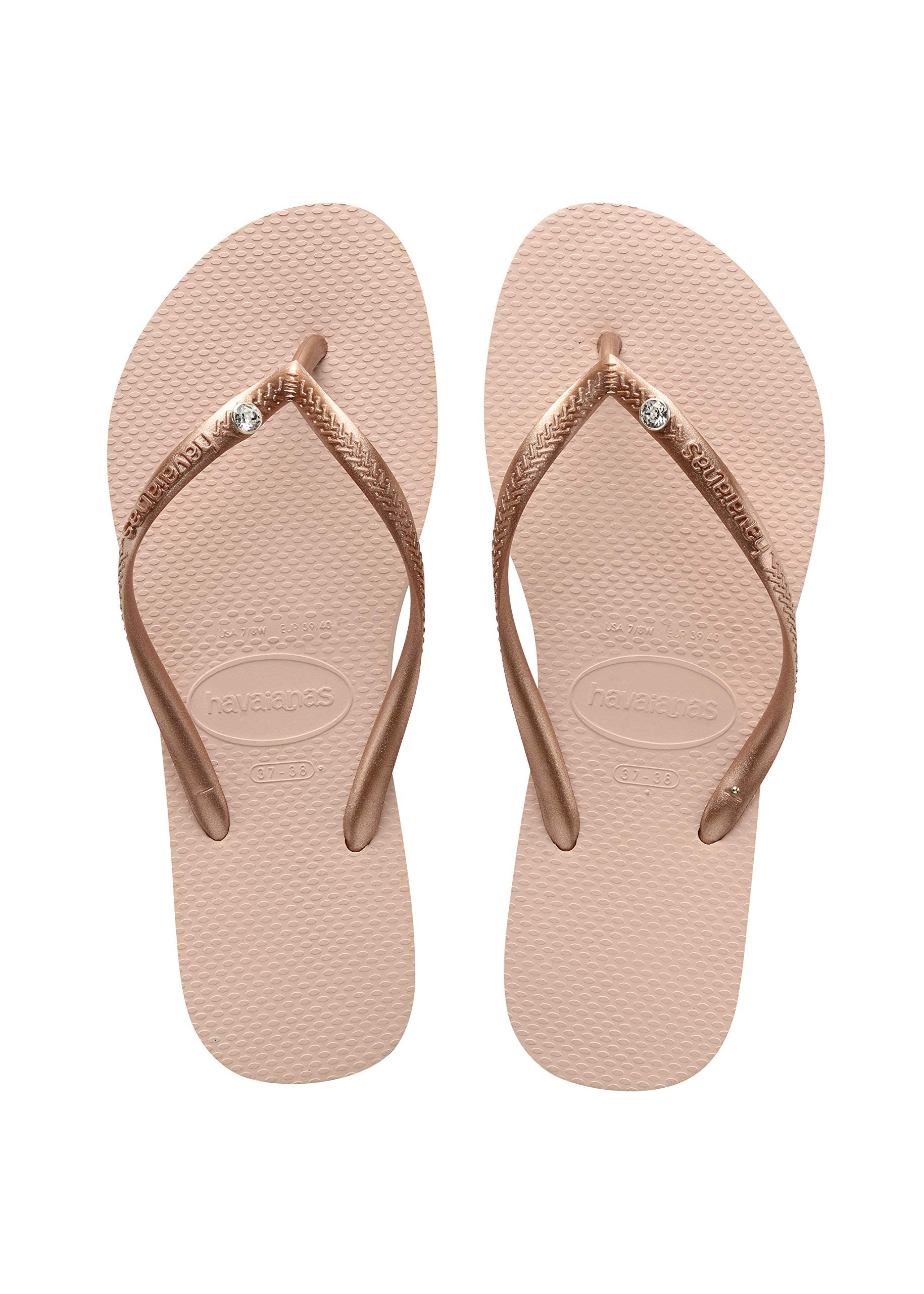 Havaianas Slim Coloured Crystal Black Light Rose, 37/38 / Black