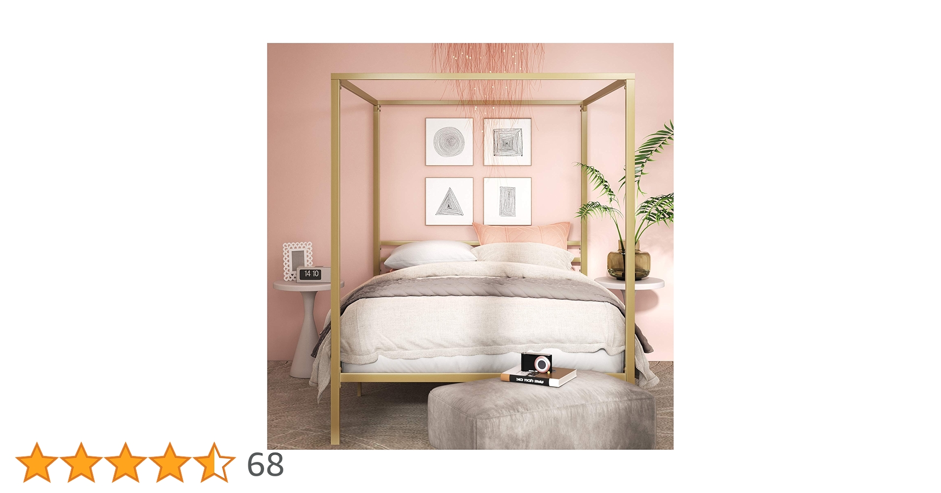 Zinus Metal Canopy Bed Black -Single