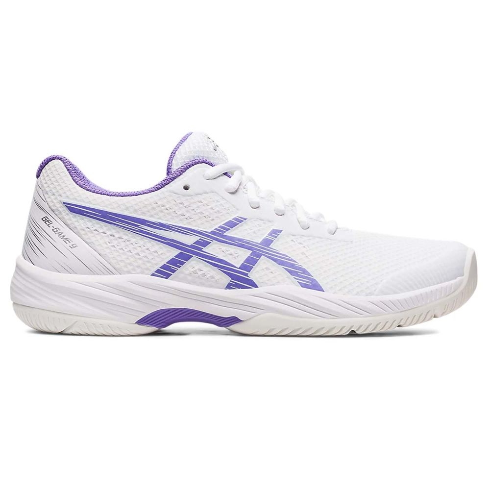 ASICS Women's Gel-Game 9 - Netball Shoes - White/Amethyst 8