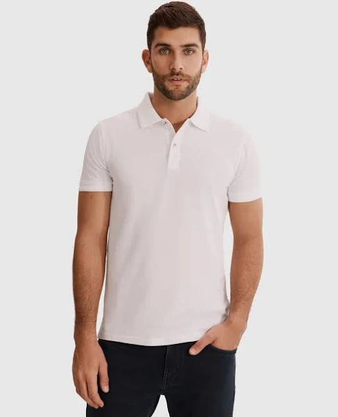Country Road Men's Verified Australian Pique Polo Top White in Size Large | 100% Cotton