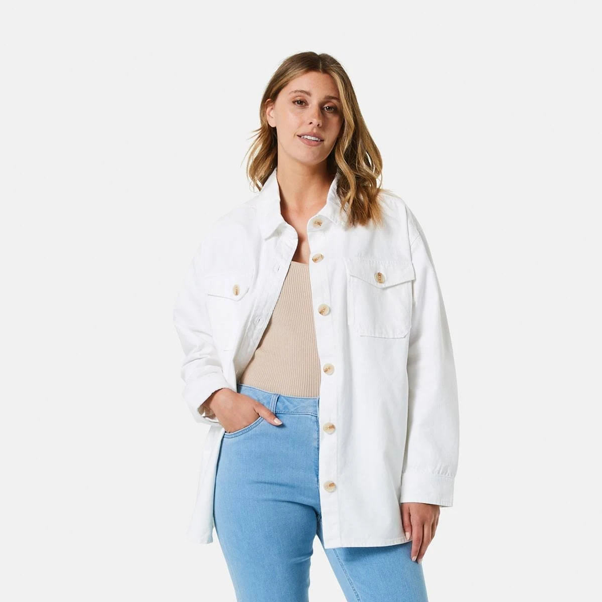 Kmart Denim Shacket White Size 14 Price History Comparison Alerts