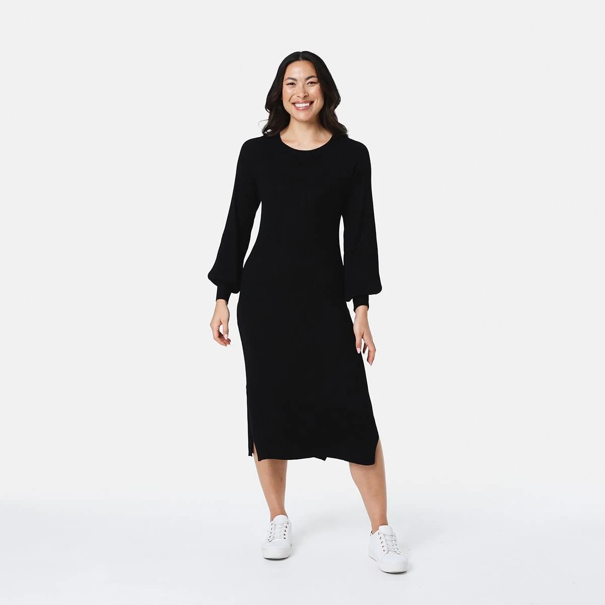 Kmart True Knit Crew Neck Rib Midi Dress Black Size 10 Price History Comparison Alerts