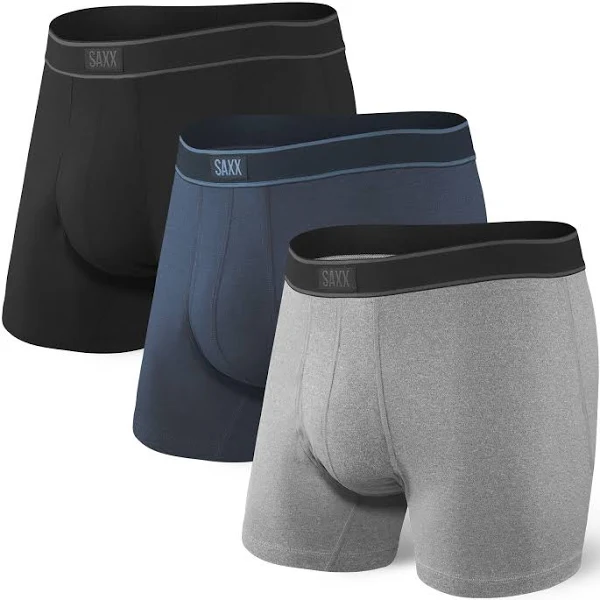 Saxx Men's Daytripper 3-Pack Boxer Brief Underwear - Black/Grey/Navy